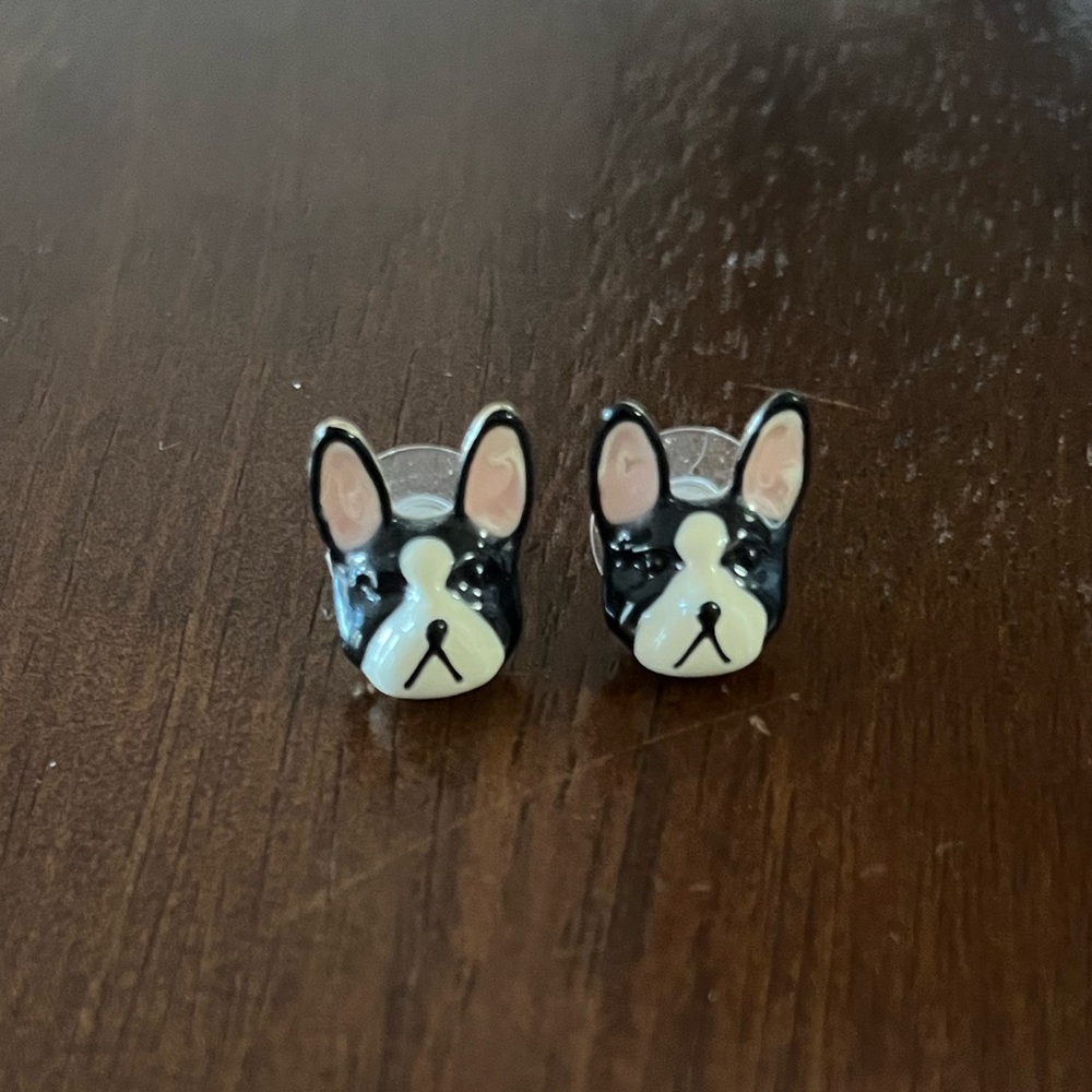 Betsey Johnson Black and White Dog Earrings